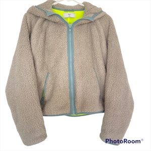 Aritzia TNA gray hooded Teddy Coat Zip up Jacket XS